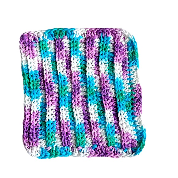 HAND CRAFTED Colorful Crocheted 100% Cotton All Purpose Dish or Wash Cloth - Picture 4 of 5